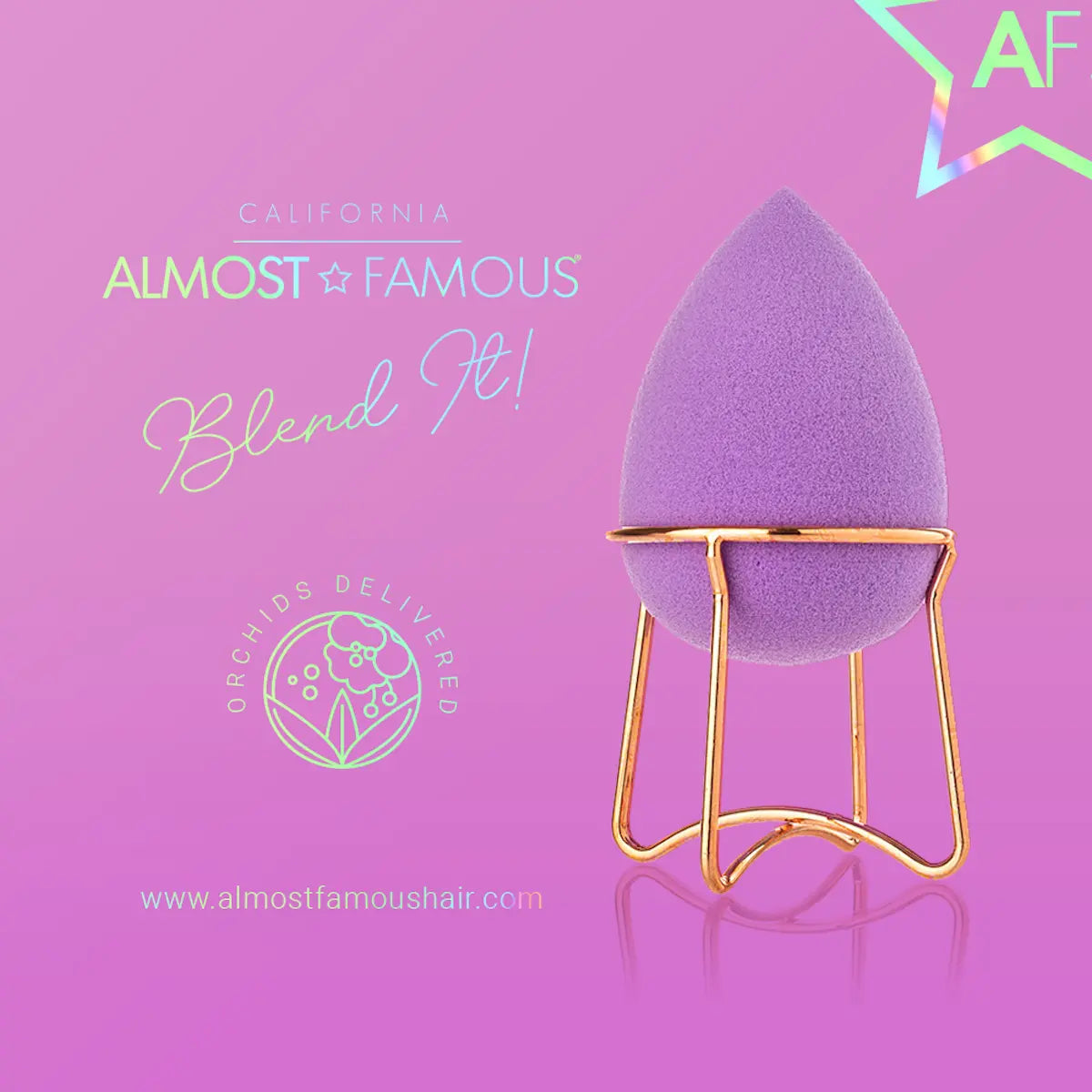 Almost Famous Makeup Blender w/ Rose Gold Stand Sky Blue Thrace