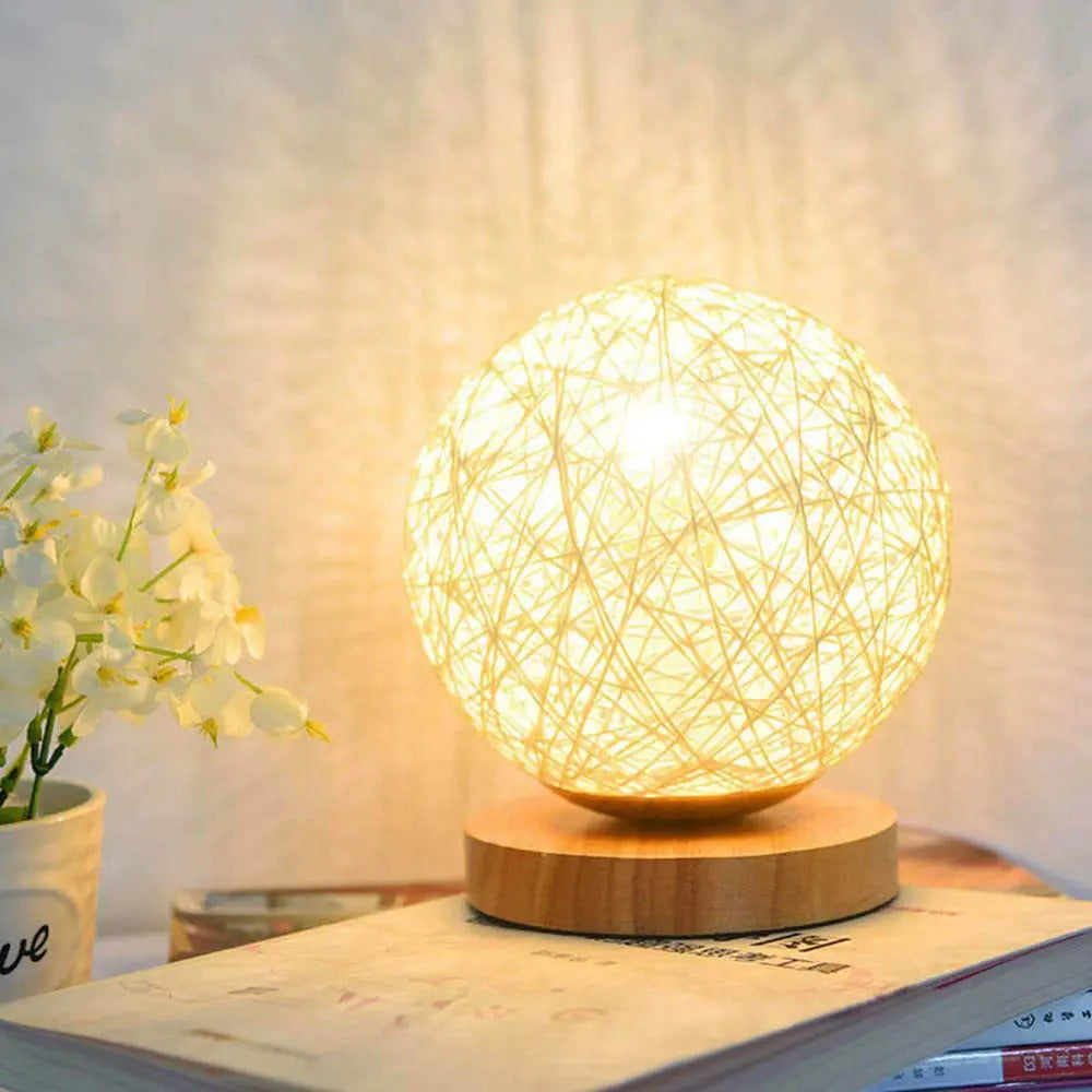 Wood Table Lamp Wood Decorative Bedside Moon Lamp USB Charger Teal Simba