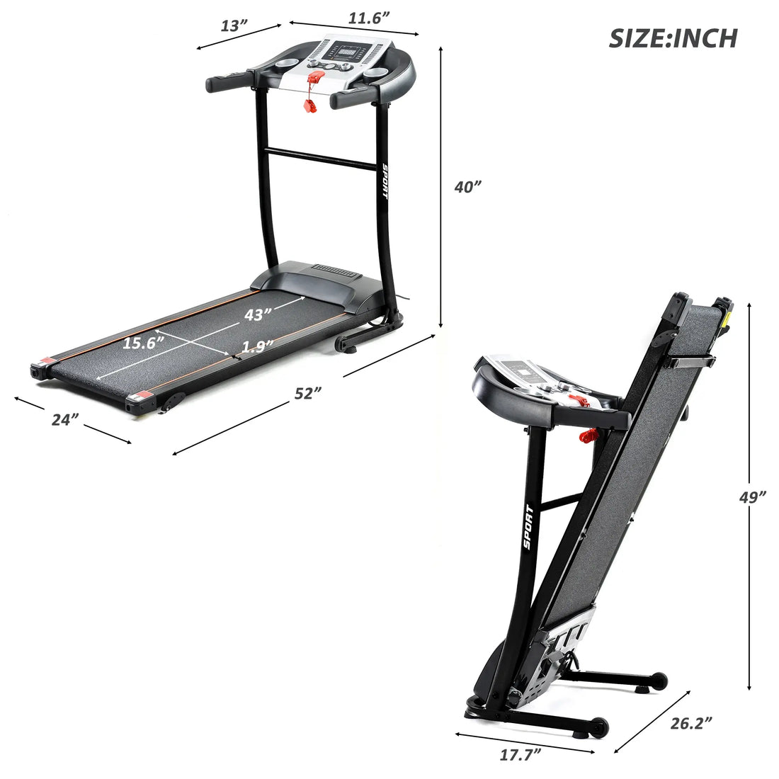 Folding Treadmill with Safety Lock with LCD Monitor Teal Simba