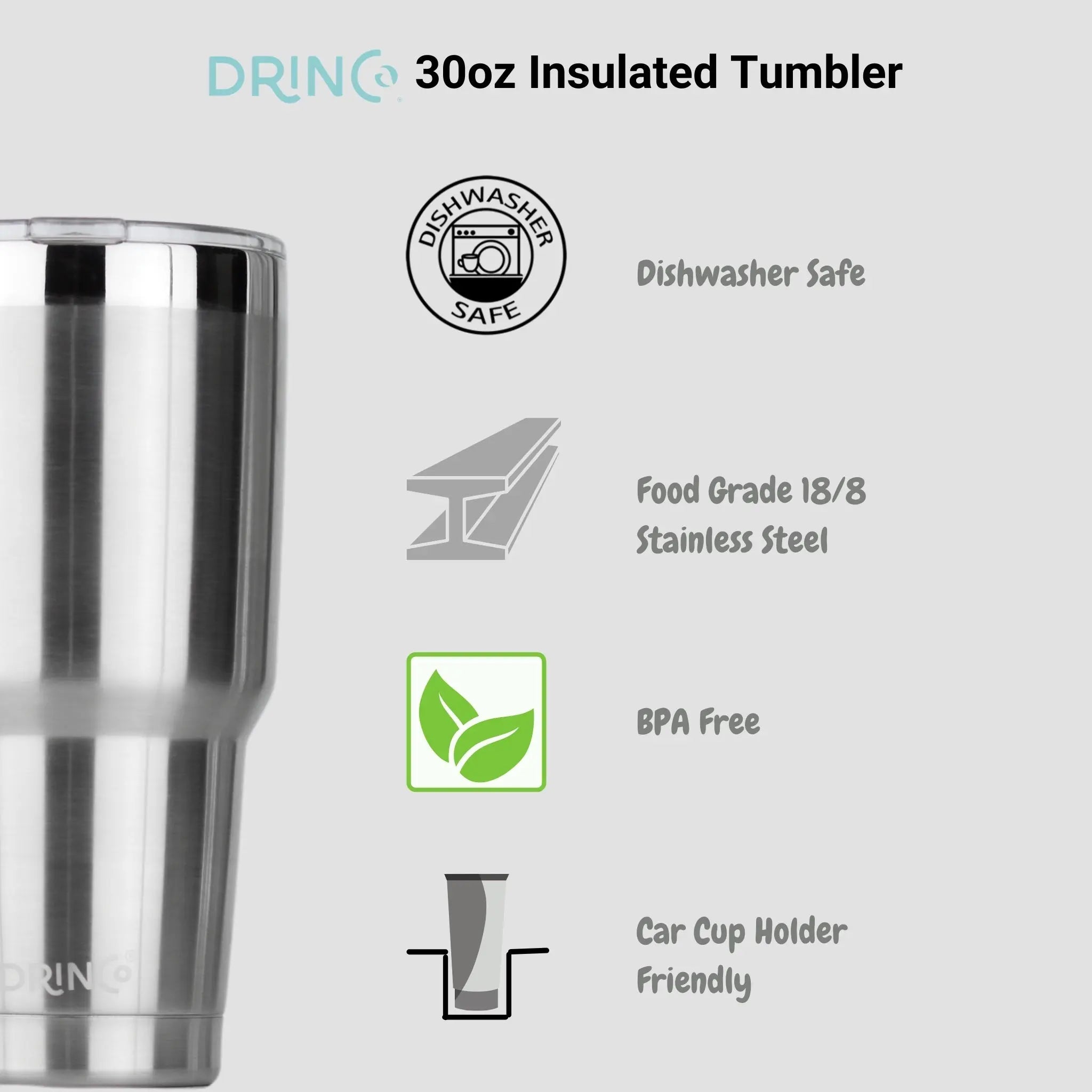 DRINCO® 30oz Insulated Tumbler Spill Proof Lid w/2 Straws (Brushed) Orchid Lavender