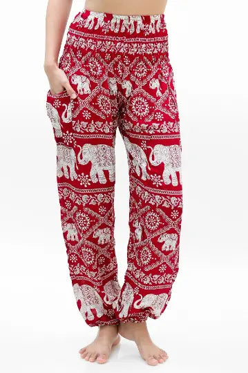 Burgundy ELEPHANT Pants Women Boho Pants Hippie Pants Yoga Tan Smokey