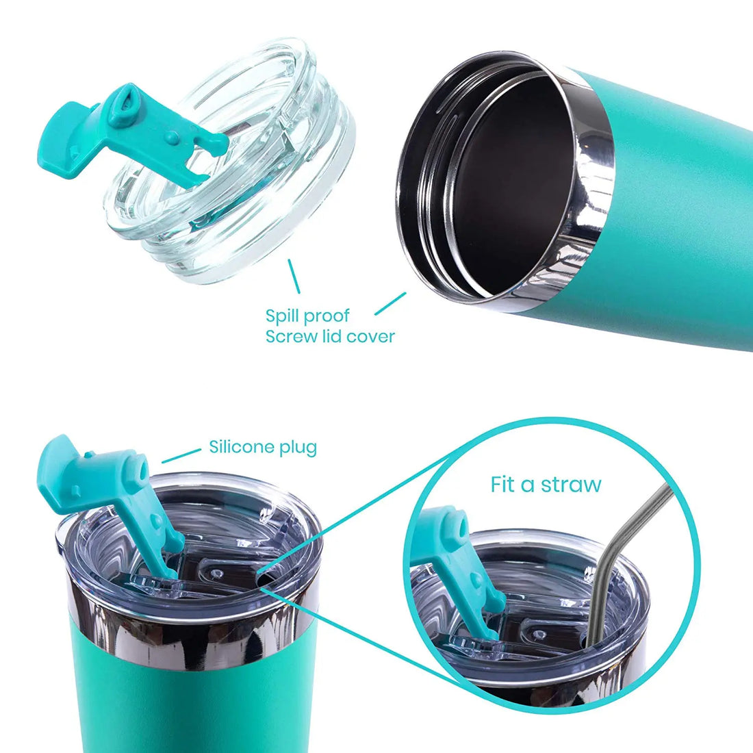 DRINCO®  20oz Insulated Tumbler w/Spill Proof Lid, 2 Straws(Teal) Orchid Lavender