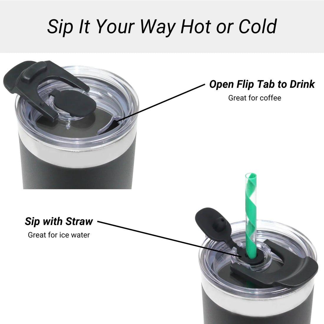 DRINCO®  20oz Insulated Tumbler w/Spill Proof Lid, 2 Straws(Black) Orchid Lavender