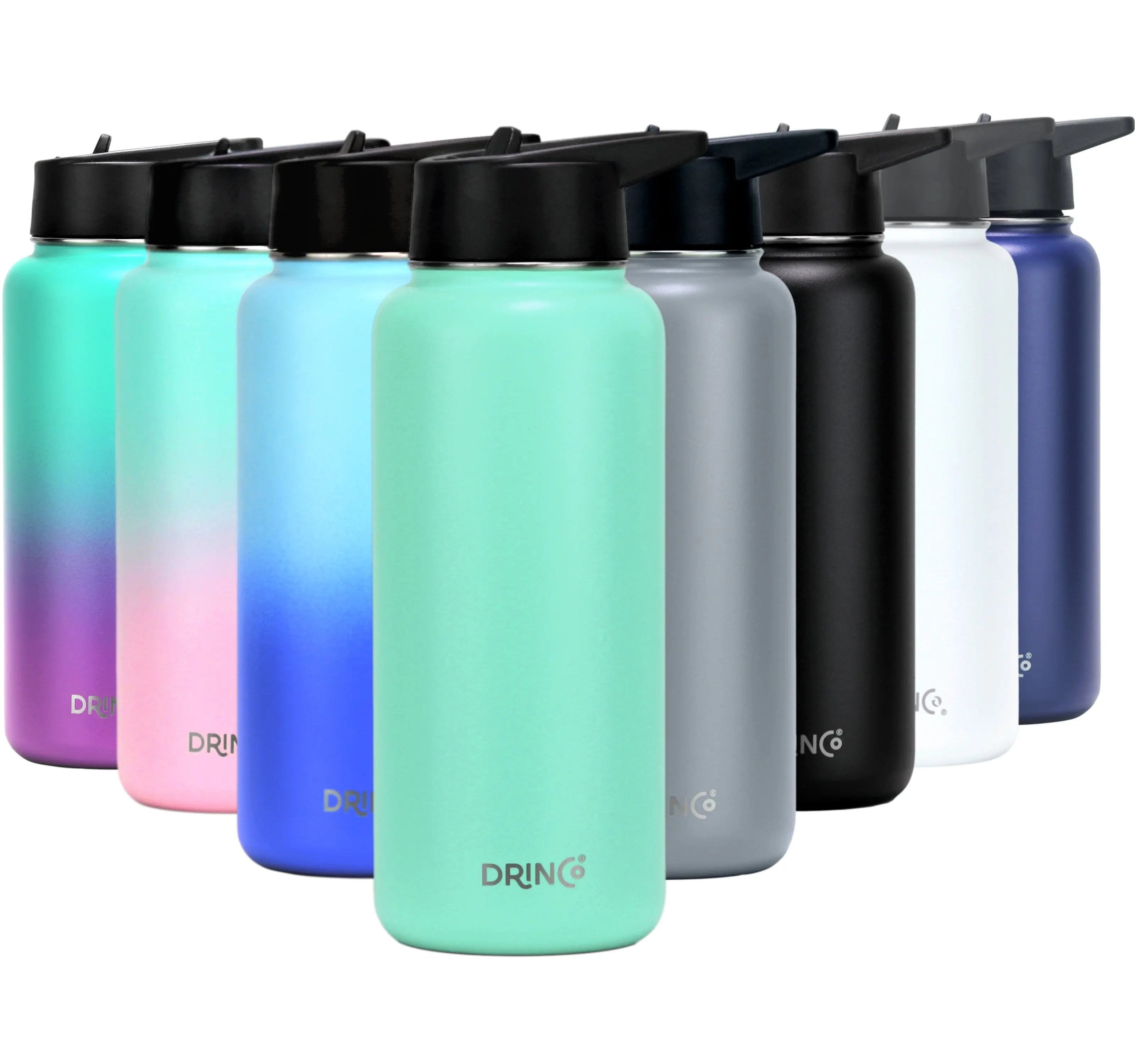 DRINCO® 32oz Stainless Steel Water Bottle (3 lids) - Teal Orchid Lavender