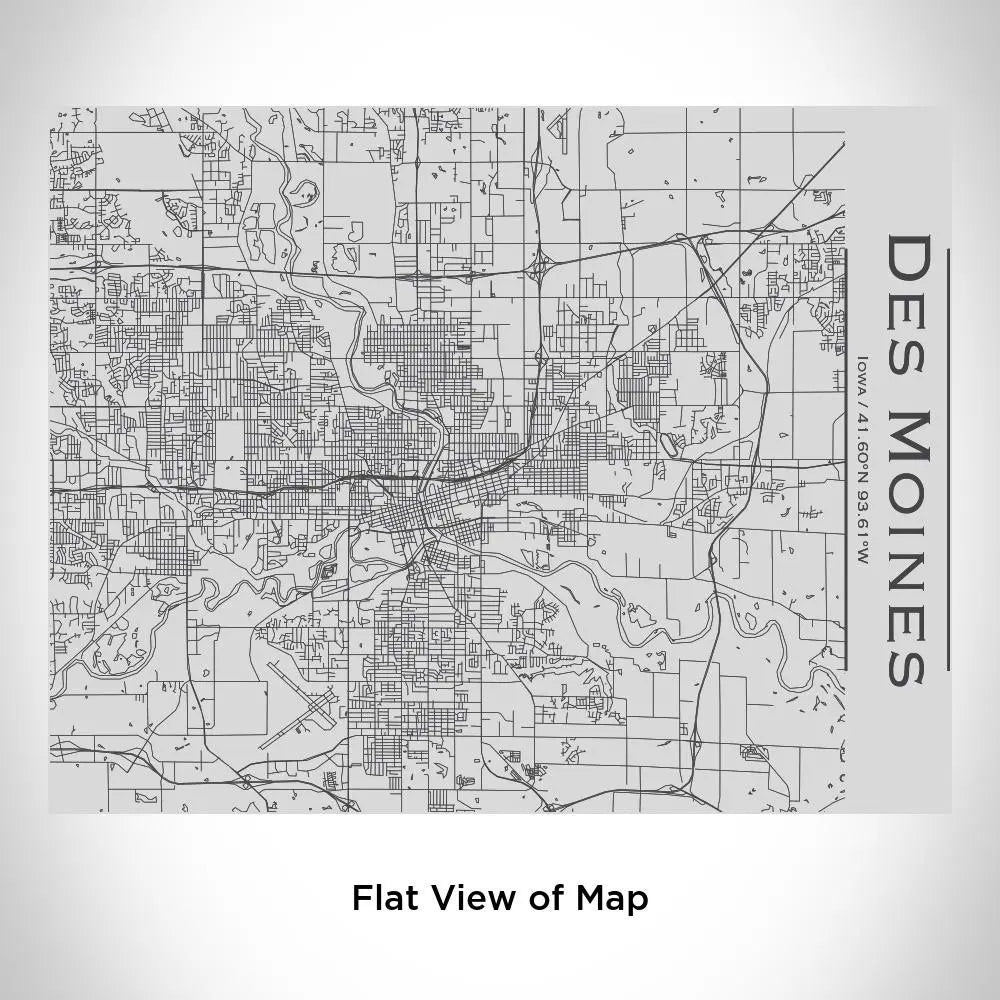 Des Moines - Iowa Map Bottle with Bamboo Top Cyan Castor