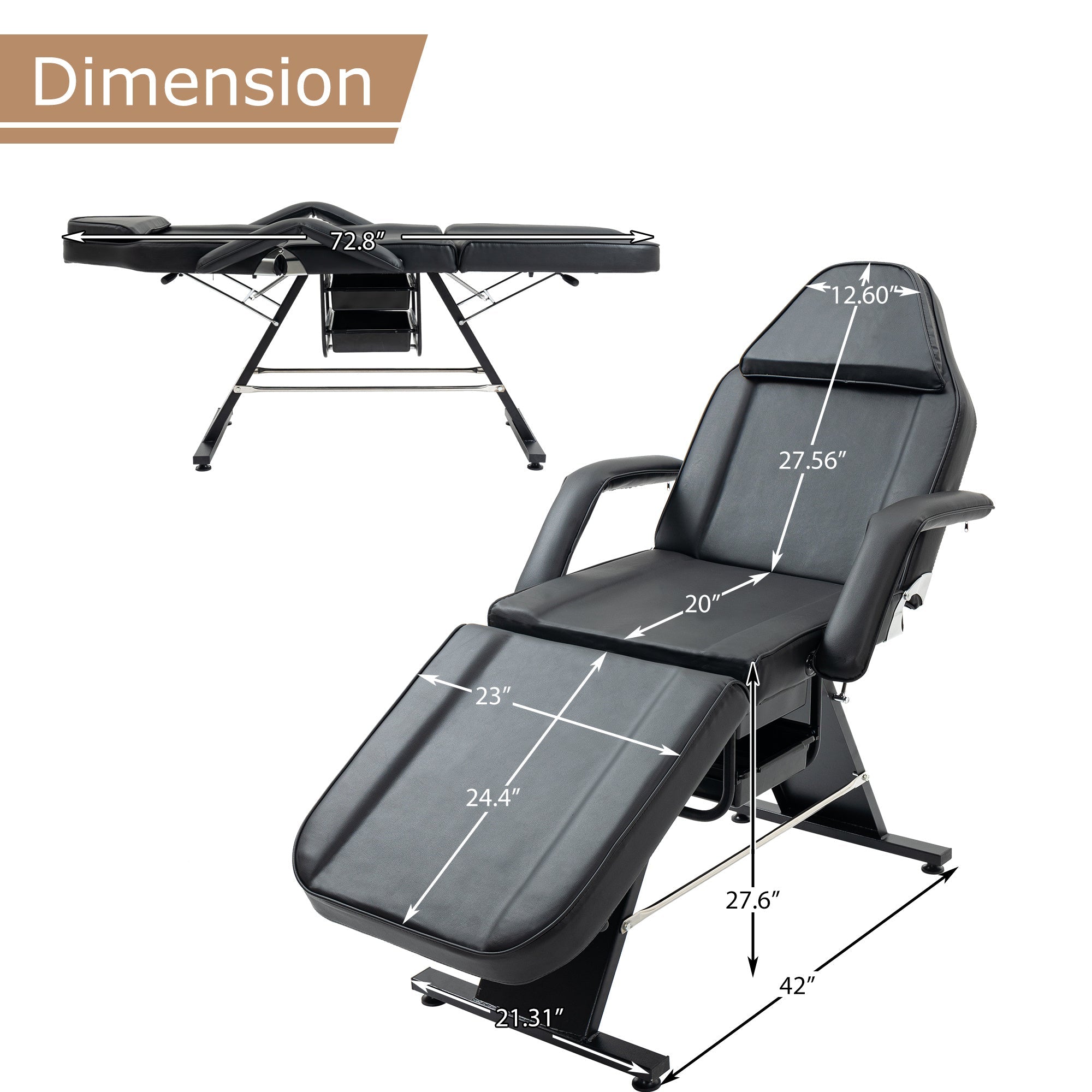 Massage Salon Tattoo Chair With Two Trays Esthetician Bed With Hydraulic Stool,Multi-Purpose 3-Section Facial Bed Table, Adjustable Beauty Barber Spa Beauty Equipment Pink Lucy