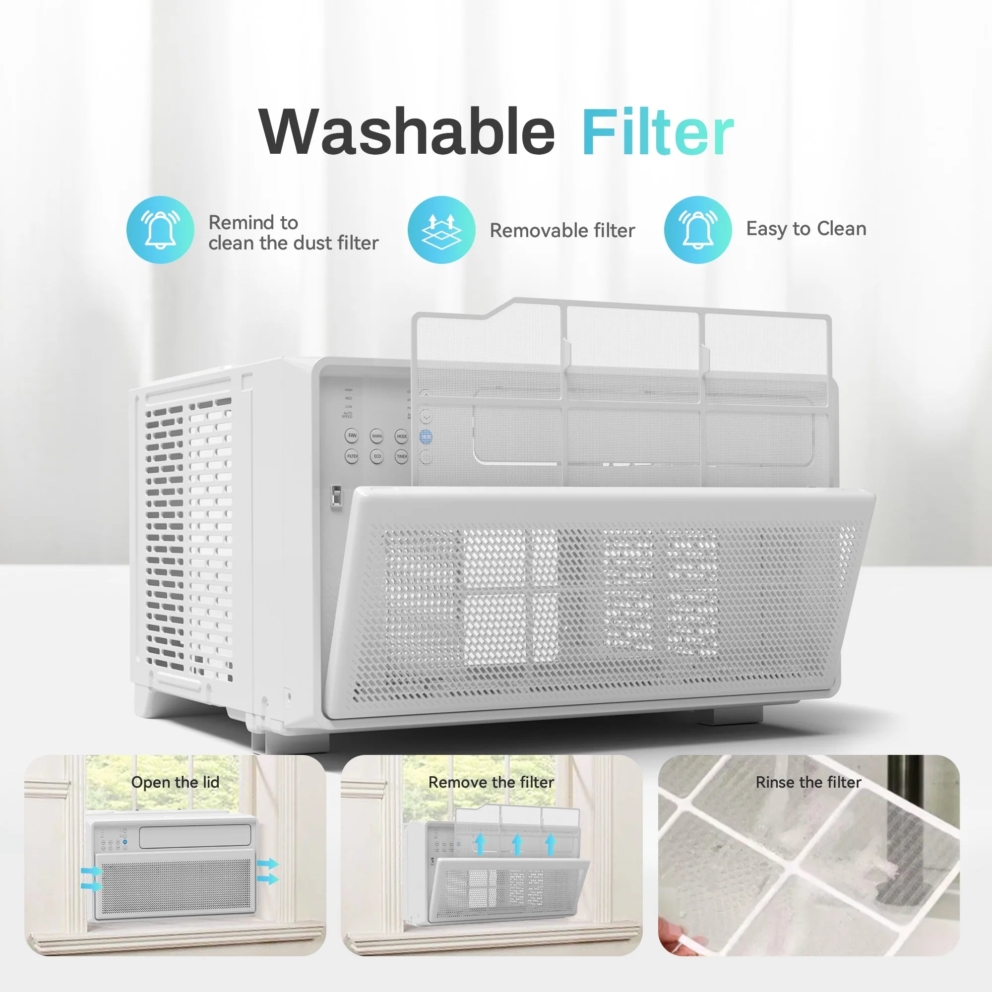 Energy Star Window Air Conditioner,12000 BTU 520 Sq Ft. Air Conditioner Window Unit with Wifi Inverter Ac, Remote Control, Ultra Quiet & Easy Installation, ECO/24 Timer/Auto Restart