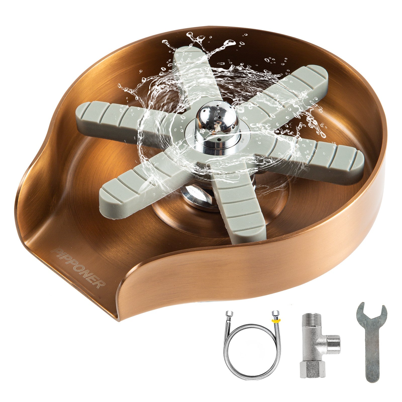 AdoreKart Glass Rinser For Kitchen Sink, Upgrade 360 Rotating High Pressure Jet Glass Rinser, 5-inch Stainless Steel Cup Washer, Cup Rinser Sink Attachment For Home And Commercial Pink Lucy