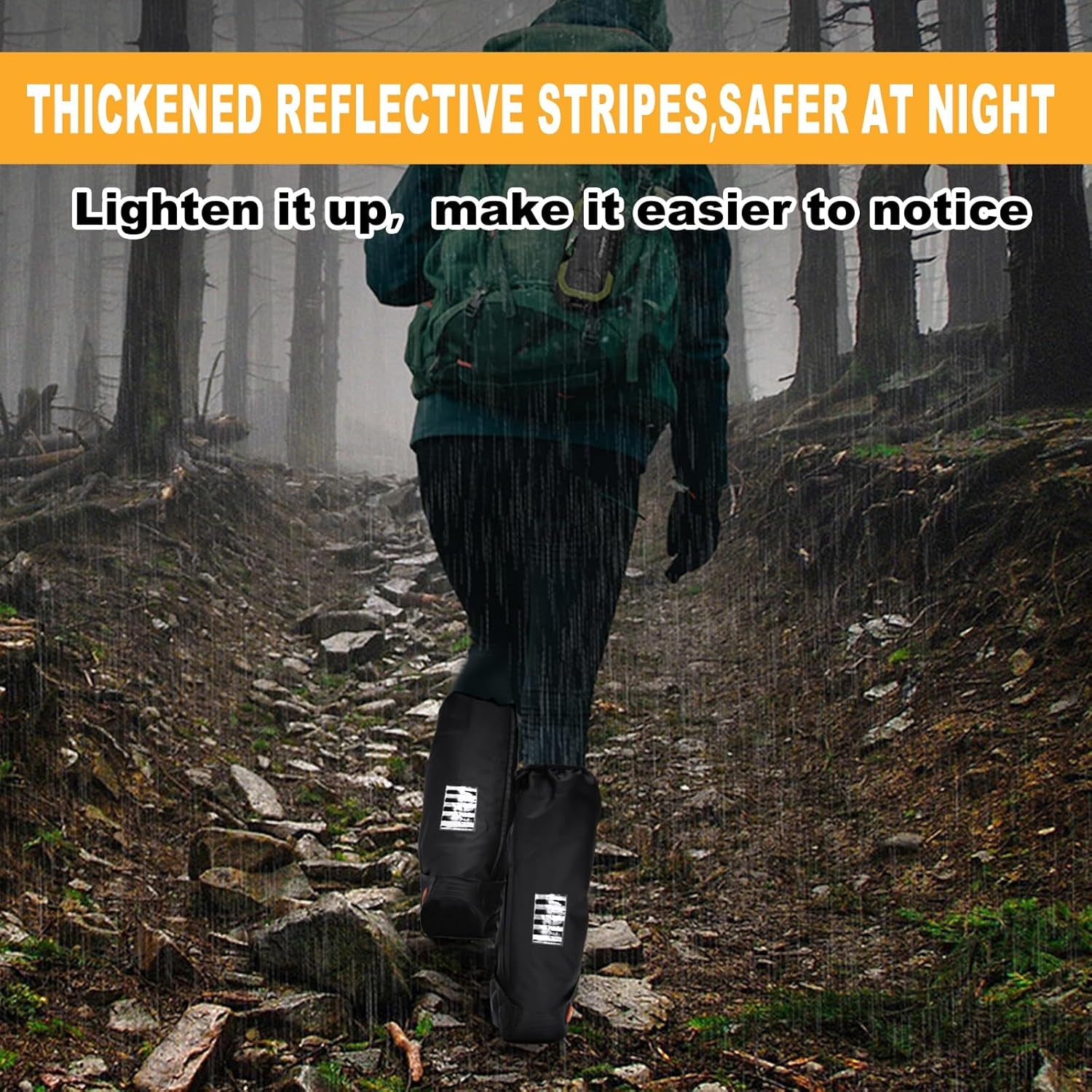 Waterproof Shoe Covers with Reflector, Unisex Rain Shoe Covers, Reusable Overshoes, Anti-Slip Durable PVC Shoe Covers(Large)