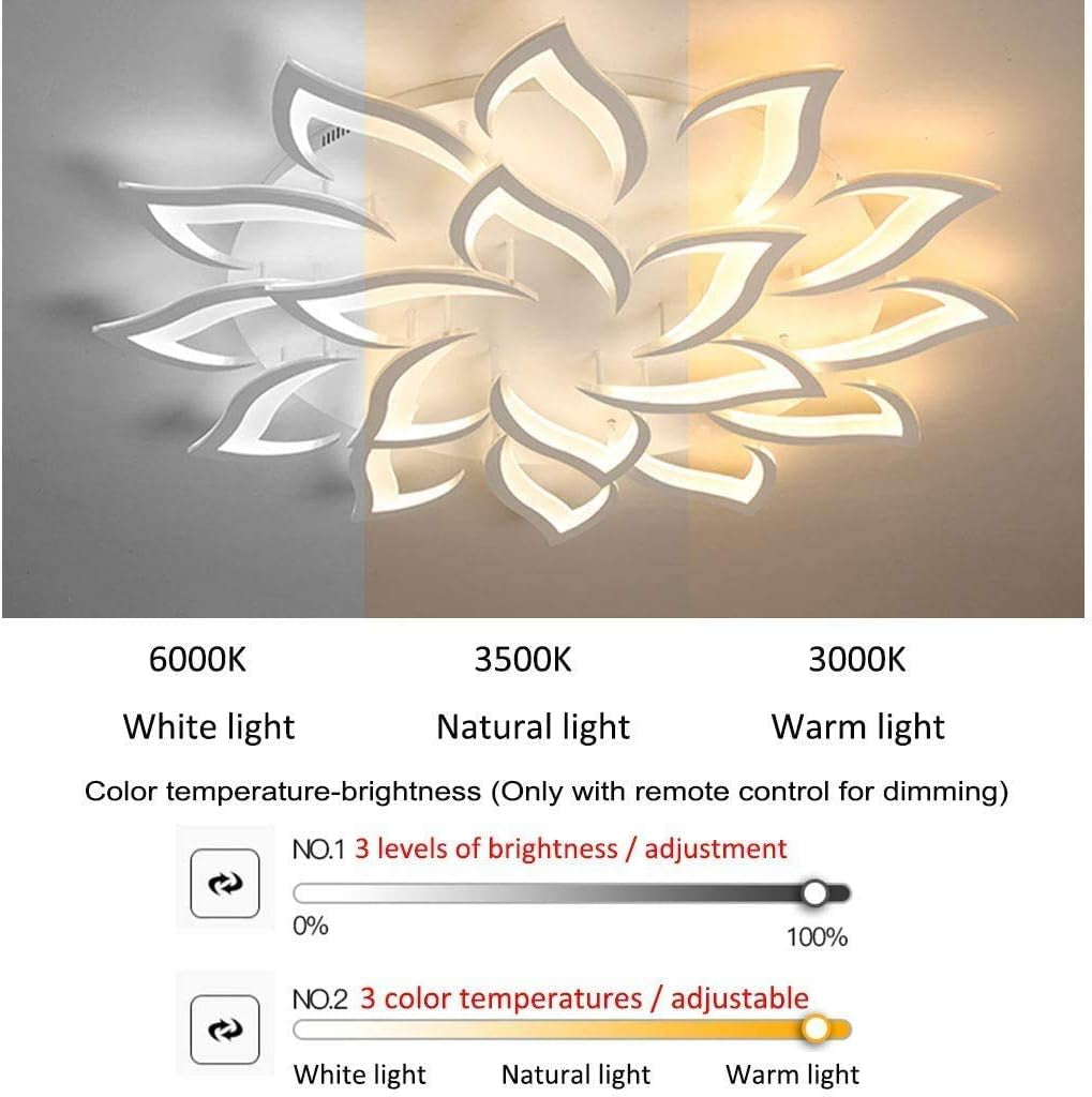 LED Dimmable Ceiling Light Modern Flower Shape Ceiling Lamp Fixture Living Room Bedroom Children&