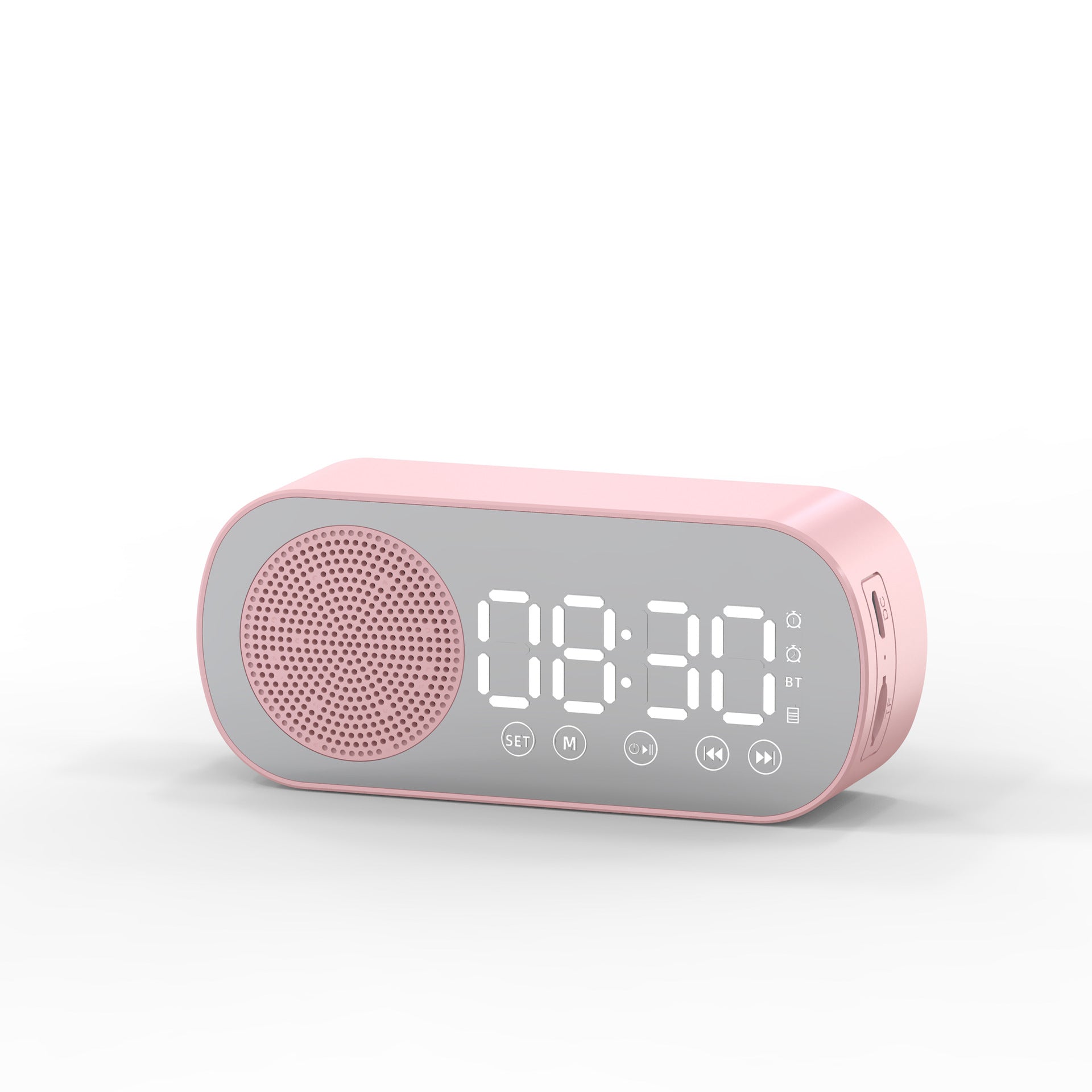 Music Alarm Clocks Mirror FM Radio LED Bluetooth Speaker Maroon Asteria