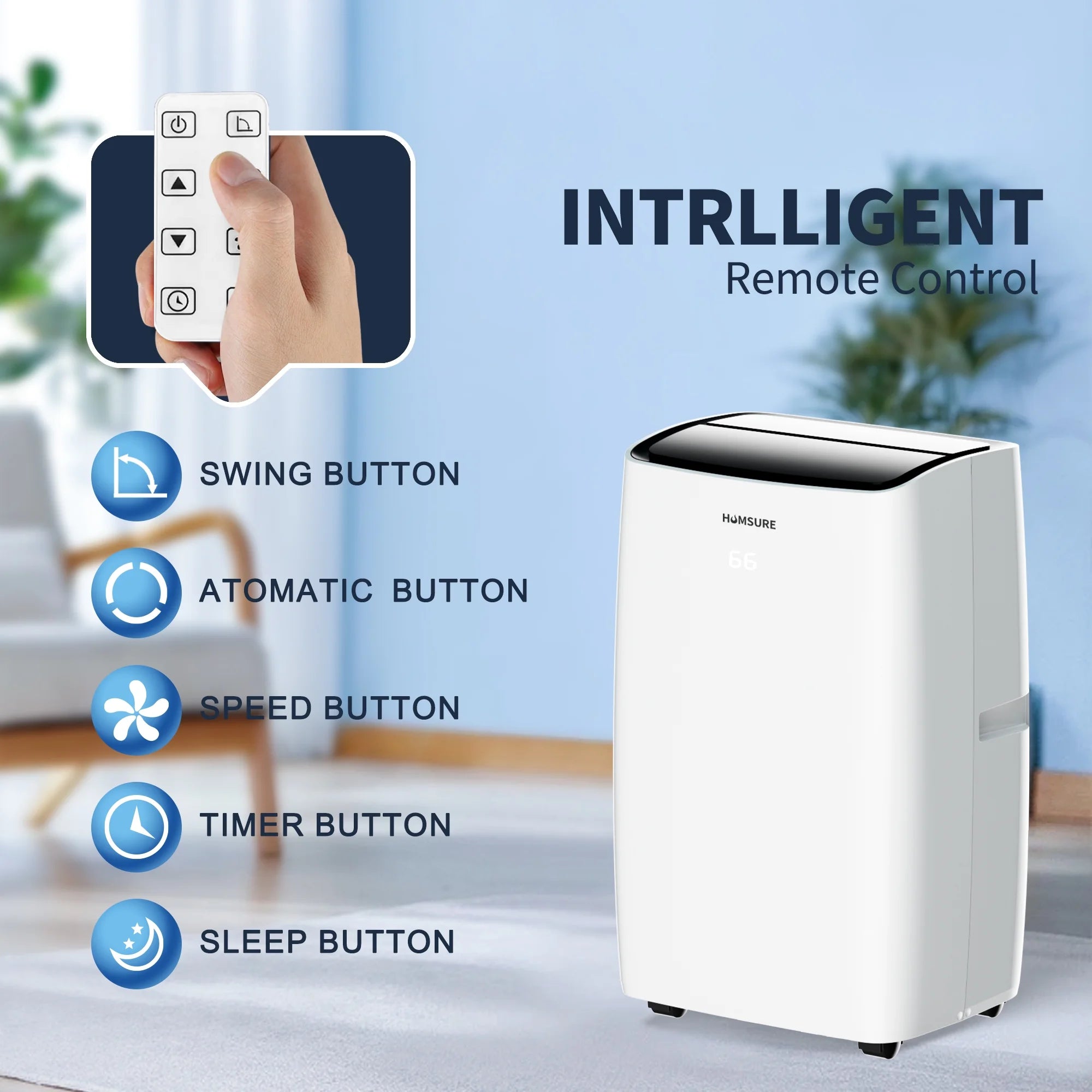 Portable Air Conditioners 12000 BTU, Room Air Conditioning Portable for Room, 24H Timer, 5-In-1 Quiet AC Unit as Cooler Dehumidifier Fan, Remote Control Window Kit Included