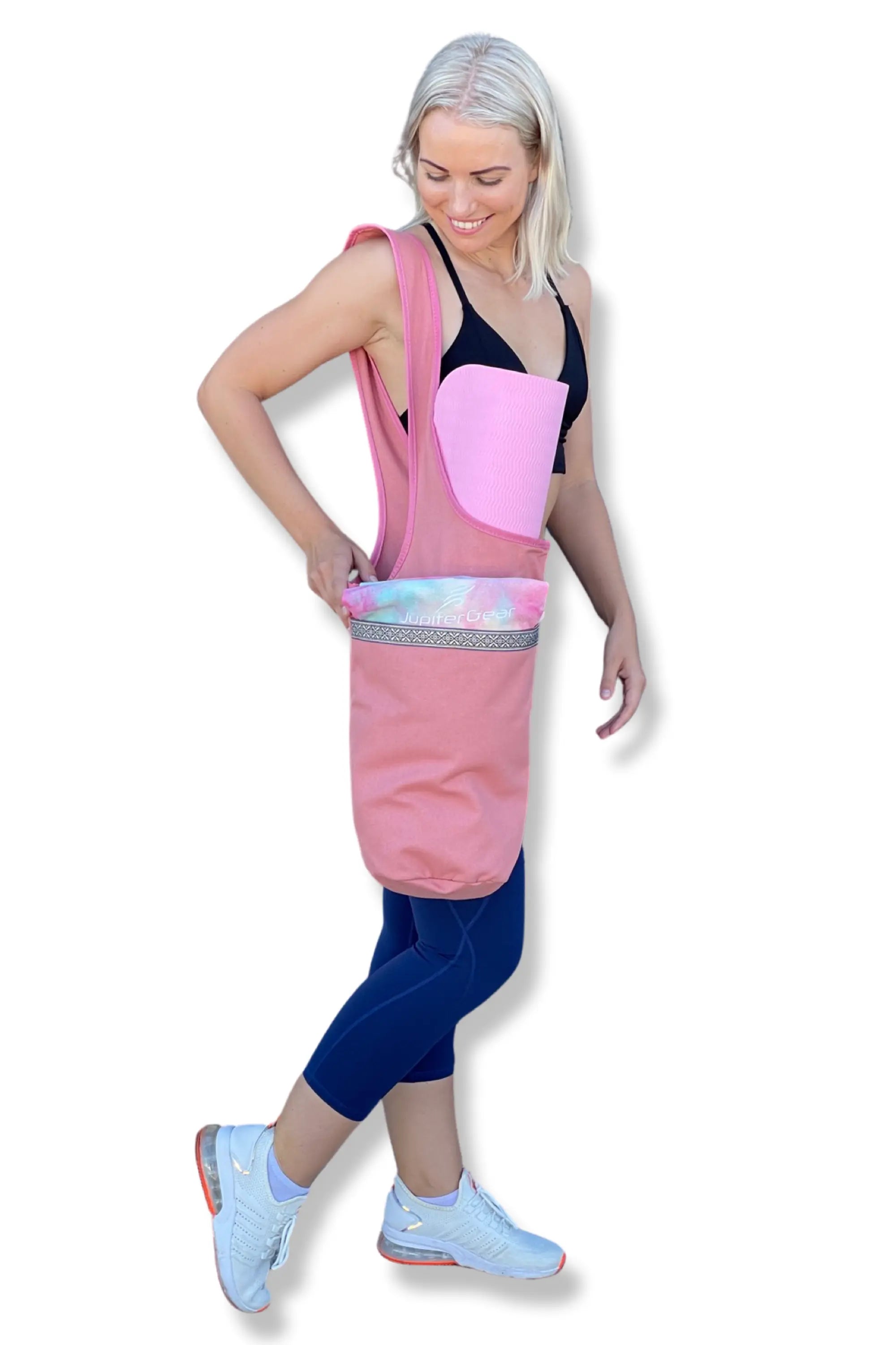 JupiterGear Yoga Mat Carrying Tote Bag with Large Pockets Black Lavender