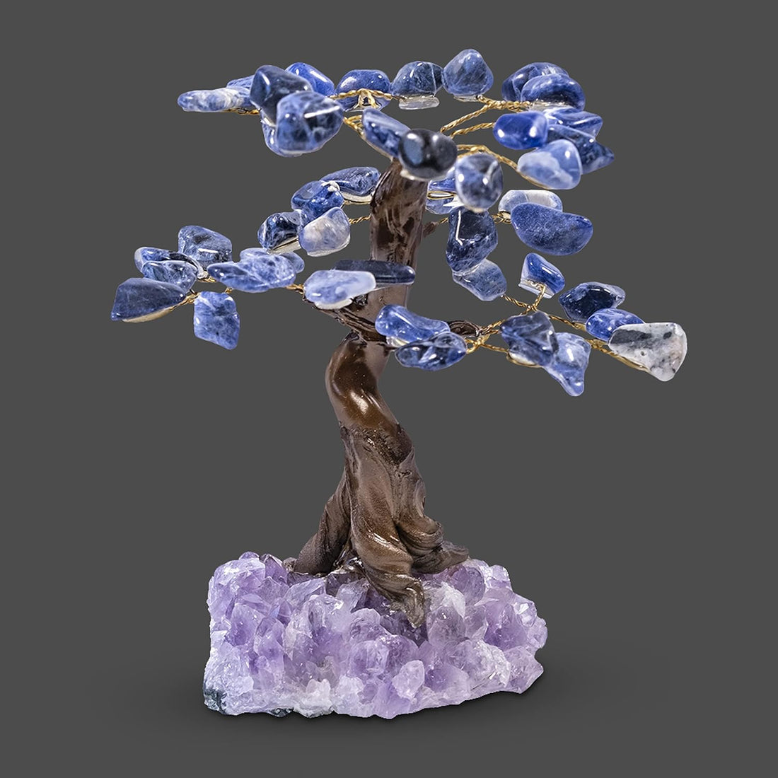 Crystal Tree - Amethyst Healing Chakra Tree of Life - Energy & Feng Shui Amethyst Tree - Crystal Decoration - Sourced from Best Local Quality Control Team - 6" 1.2 Lbs (Tree Sodalite)