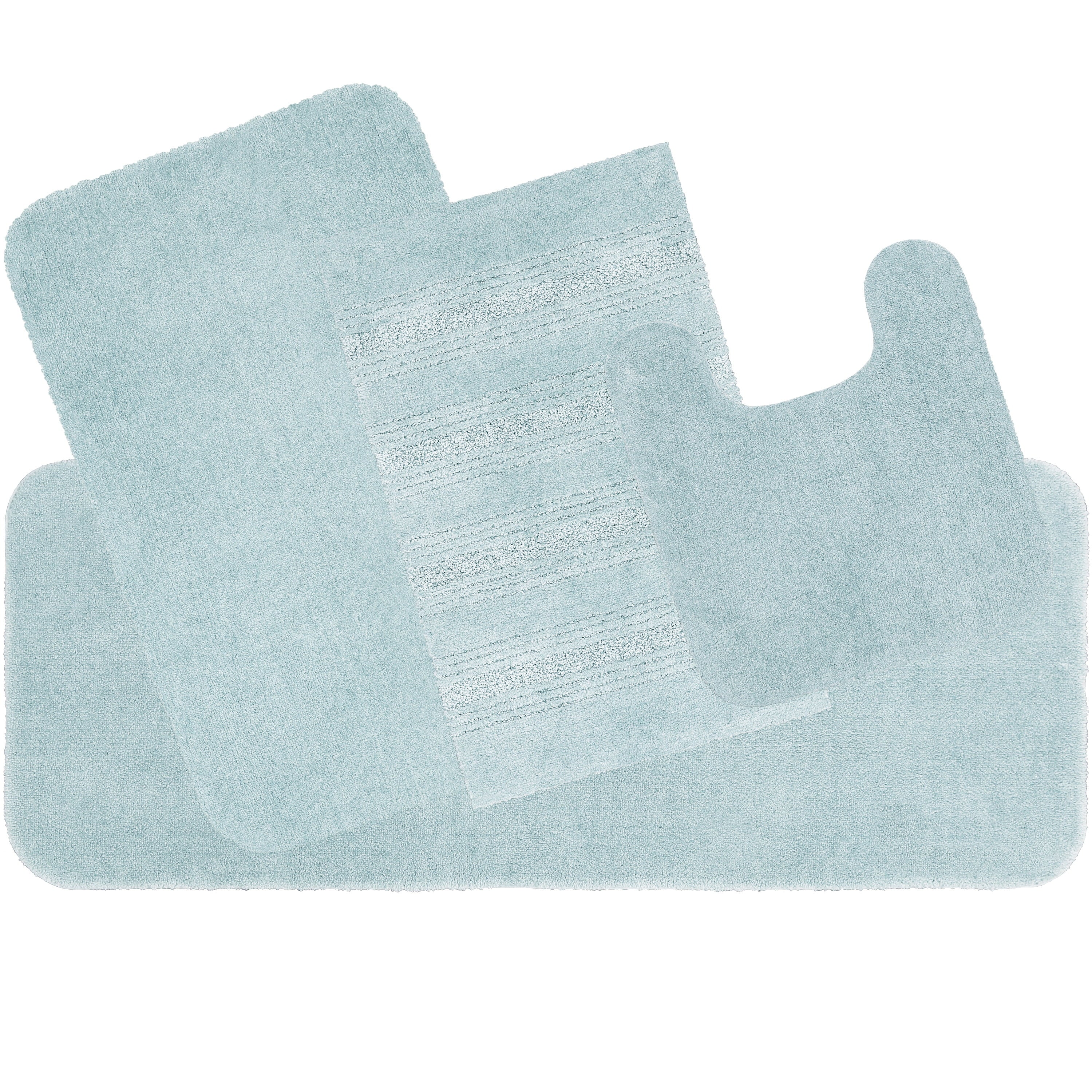 Solid Stripe Light Blue Nylon Bathroom Rug, 20"X32" - 1 Each