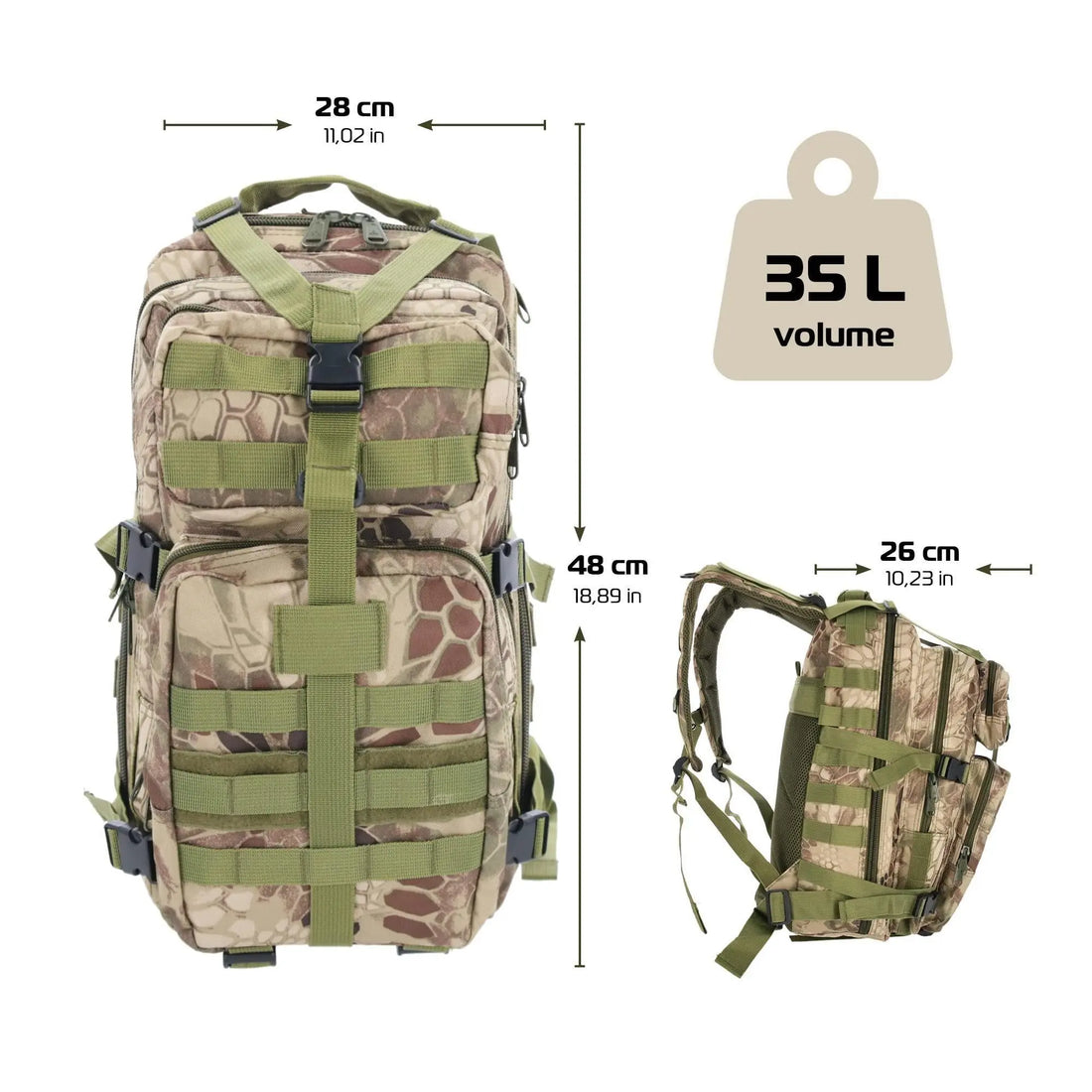 Military Tactical Backpacks Molle System (camouf lage) Periwinkle Eros