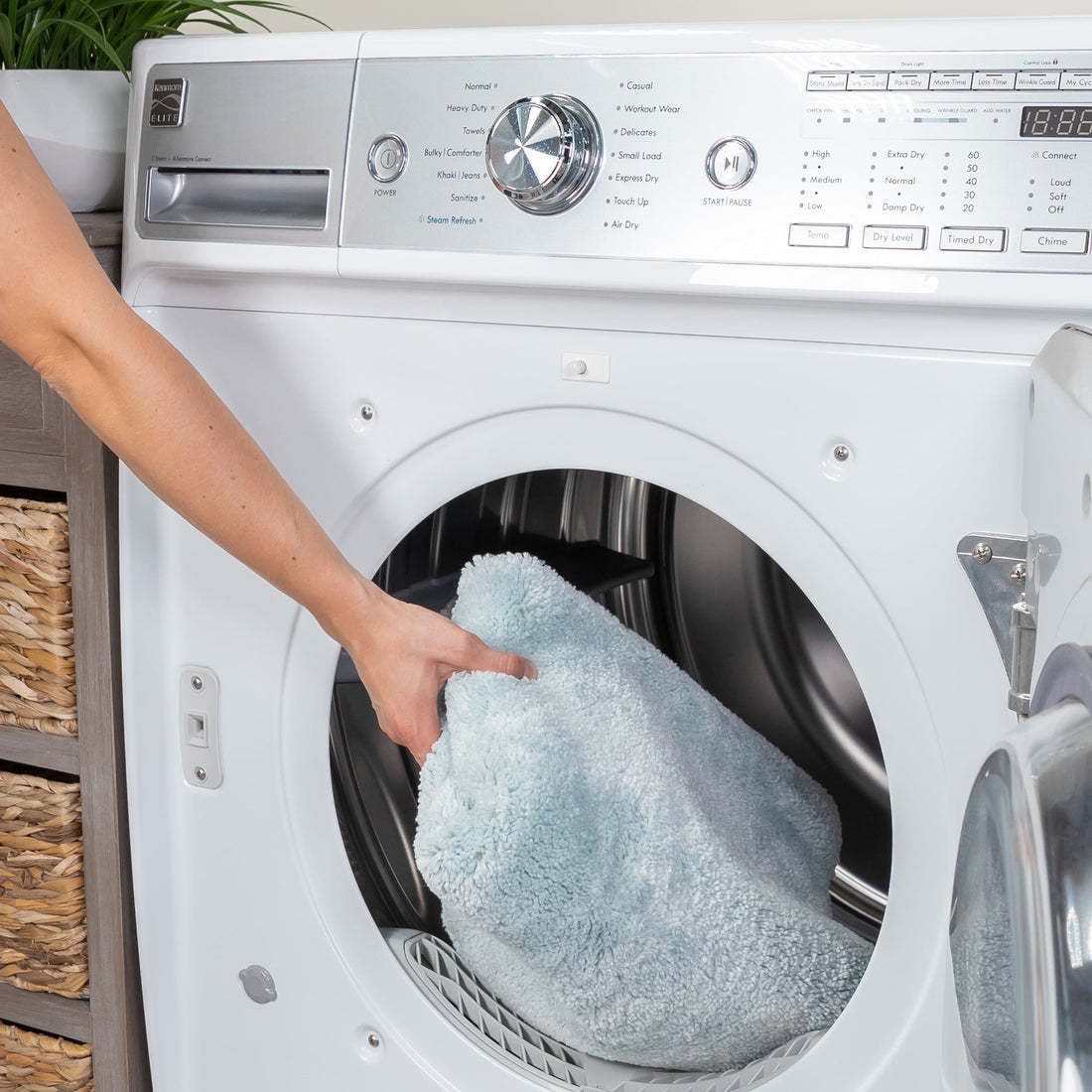 Solid Stripe Light Blue Nylon Bathroom Rug, 20"X32" - 1 Each