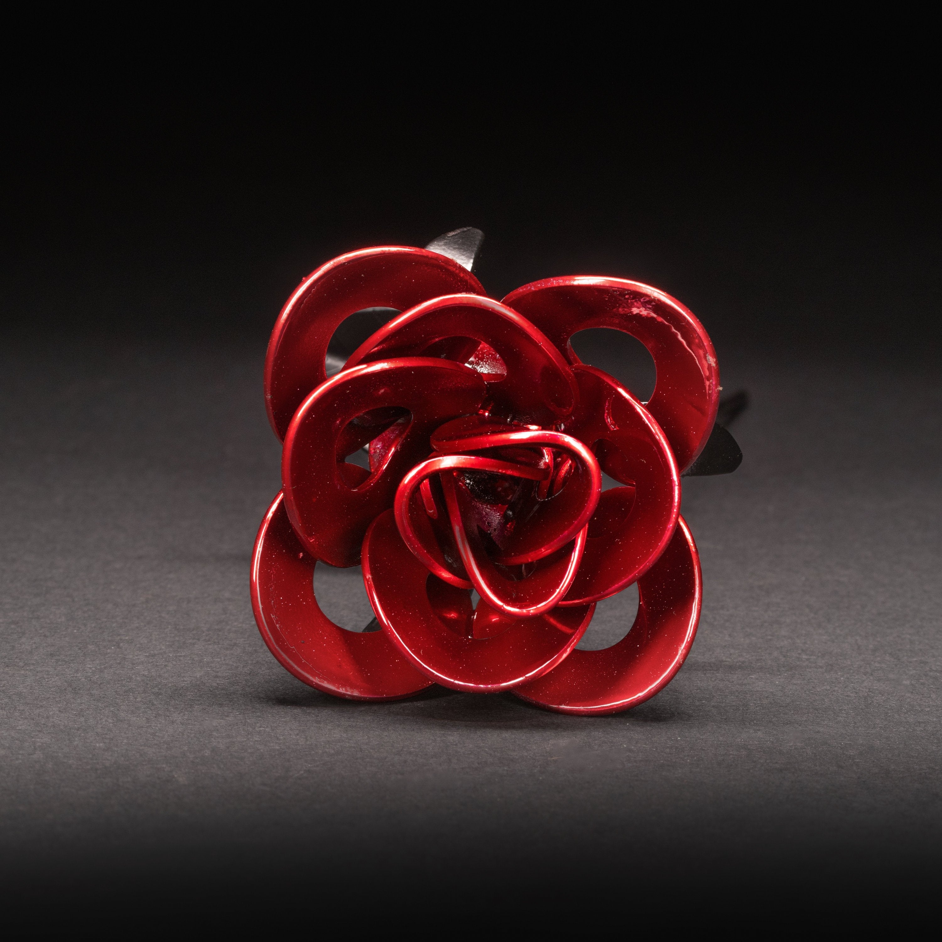 Red and Black Immortal Roses, Recycled Metal Roses, Steel Rose Turquoise Poppy