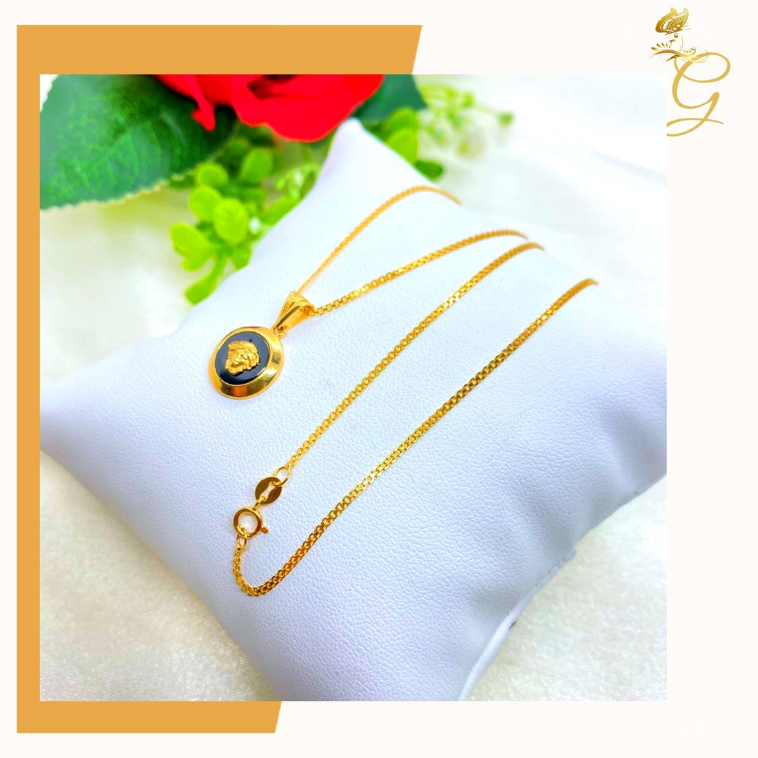 18K Real Gold Necklace 18” Yellow Angel