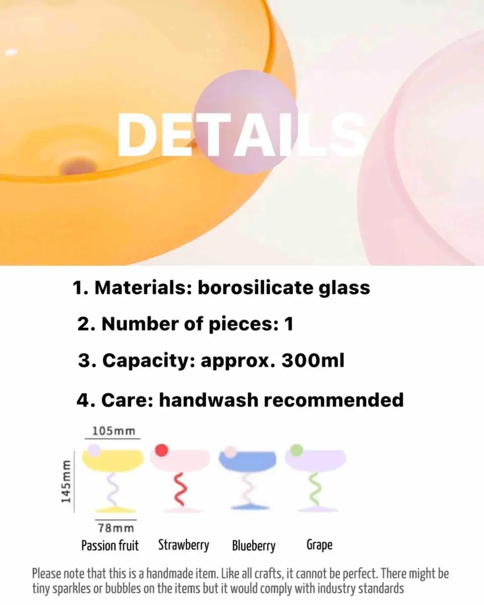 Jelly Bean Wine Glass - Whimsical Eclectic Dopamine Cocktail Coupe Inspecial Home