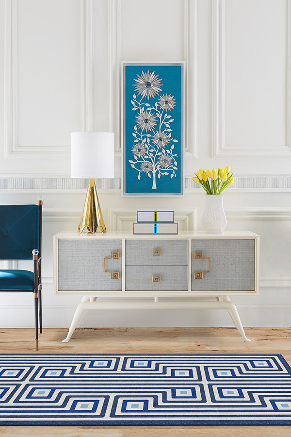 Jonathan Adler Greenwich Blue Tufted Rug Cerise Coconut