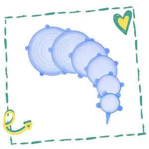 Silicone Food Lids (6 Piece Set) Yellow Lavender