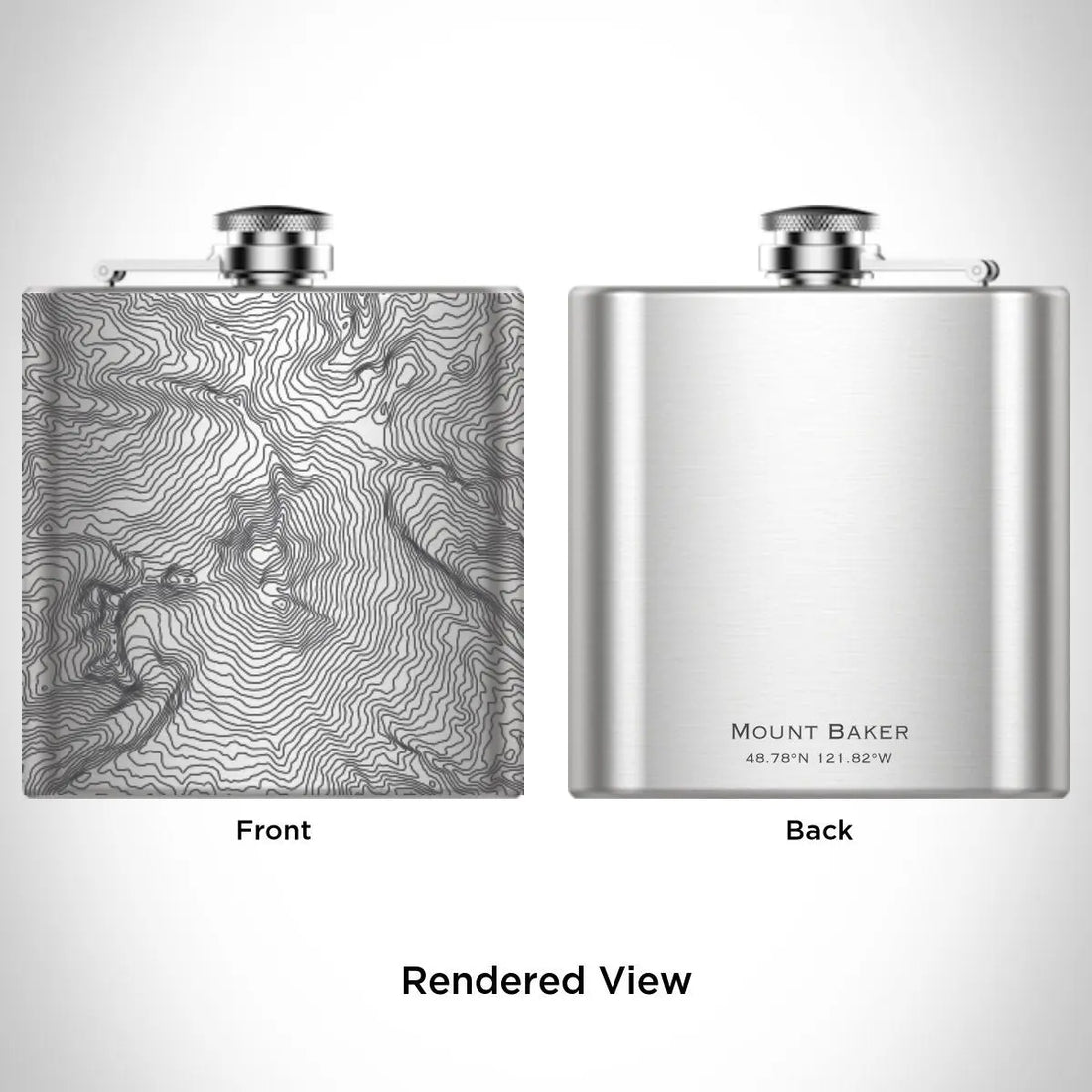 Mount Baker - Washington Engraved Topographic Map Hip Flask Cyan Castor