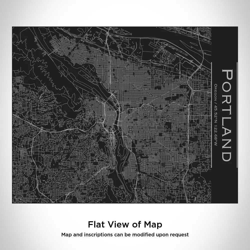 Portland - Oregon Map Bottle with Bamboo Top in Matte Black Cyan Castor