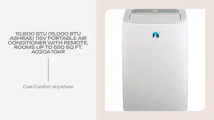 10,800 BTU (15,000 BTU ASHRAE) 115V Portable Air Conditioner with Remote, Rooms up to 550 Sq Ft, A020A-10KR by@Outfy