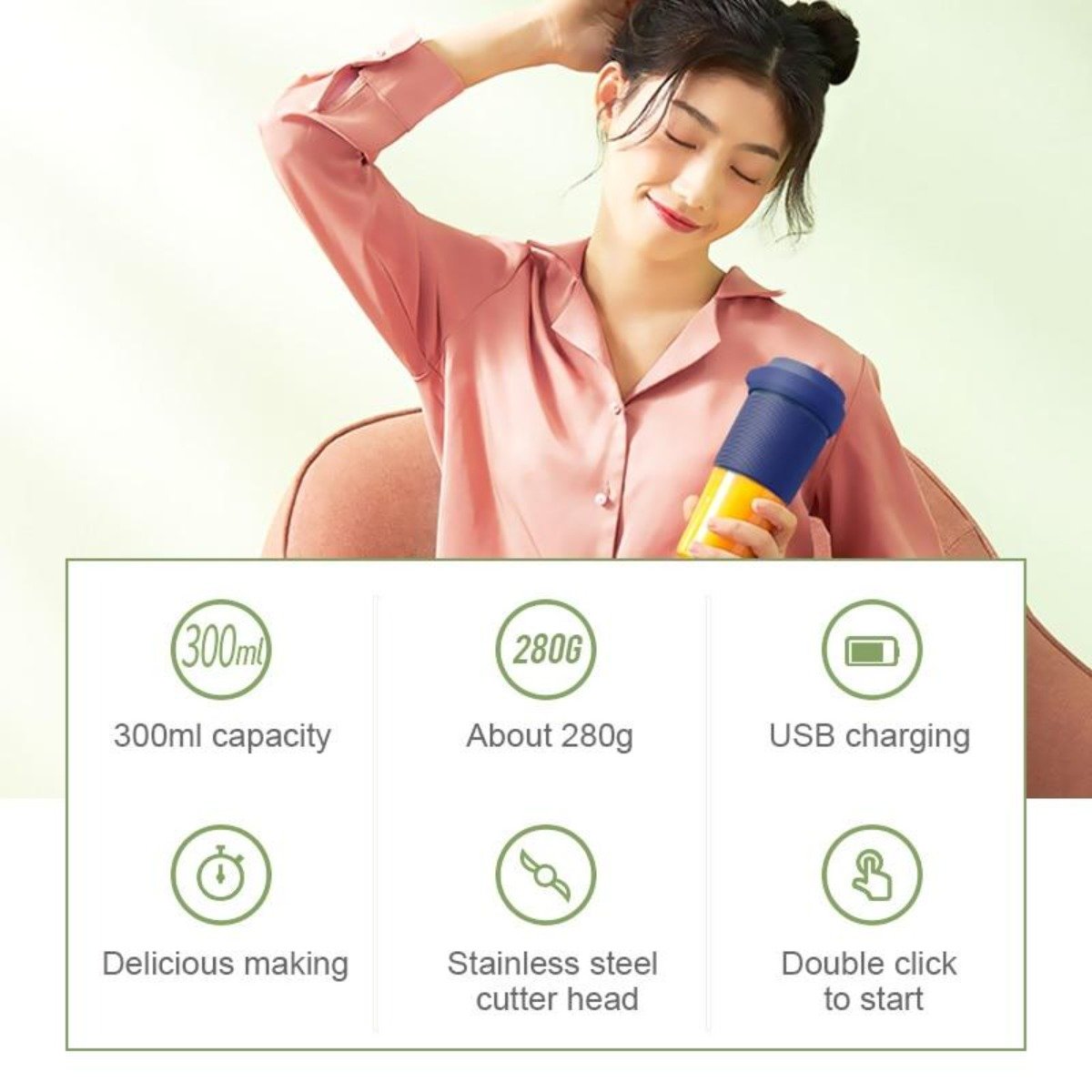 Portable Personal Juice Blender and Smoothie Maker Yellow Pandora