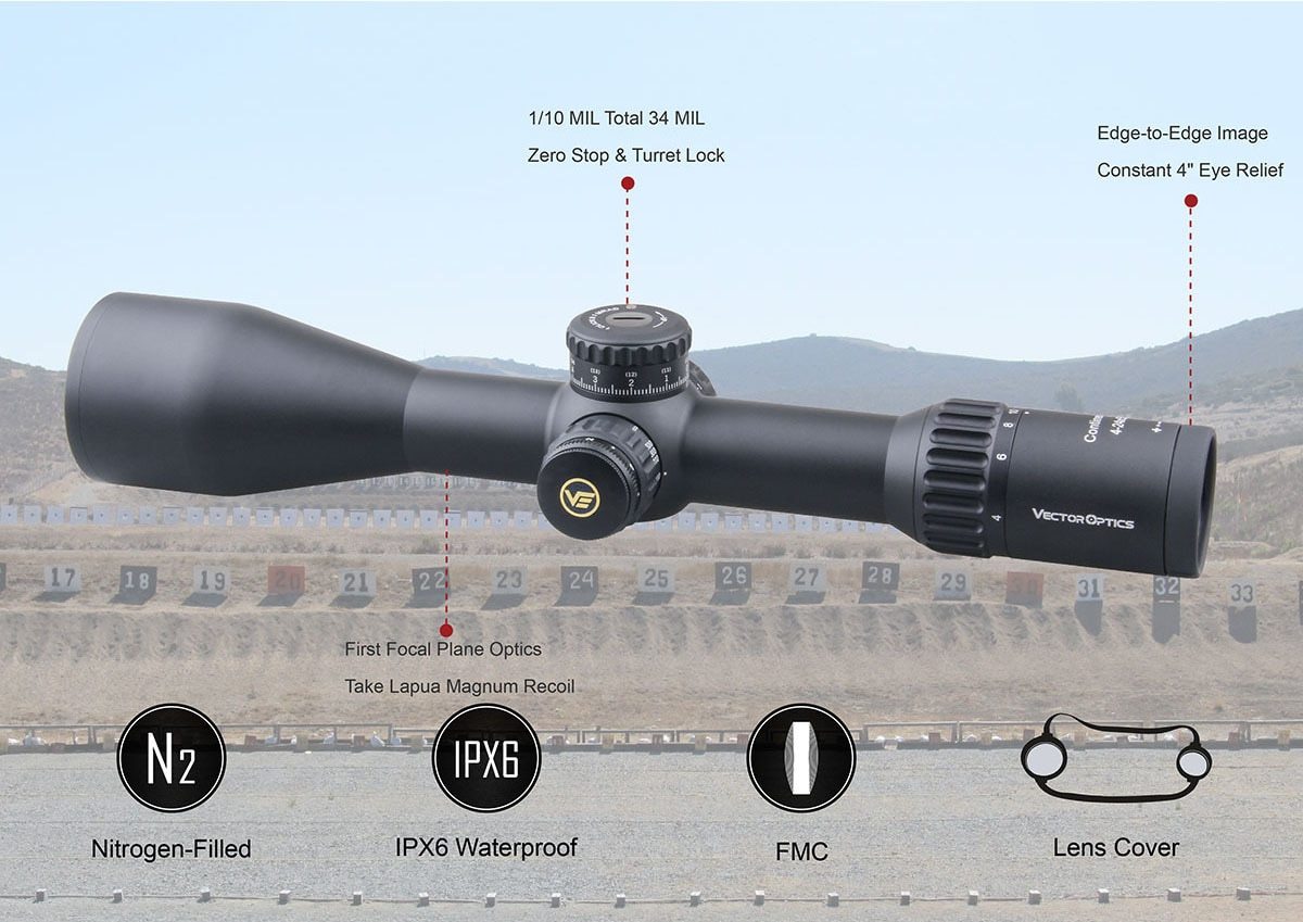 Vector Optics Continental 4-24x56 HD 34mm FFP Hunting Riflescope Yellow Angel