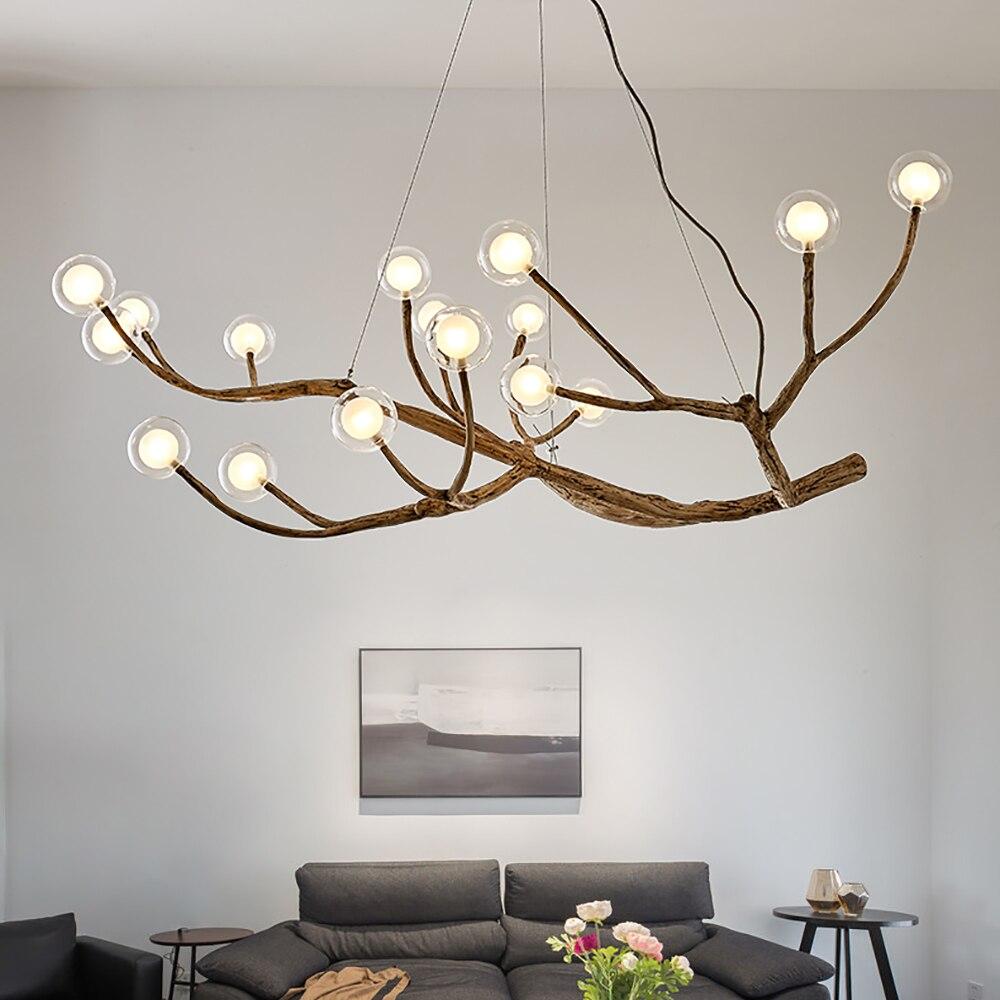 Nordic LED Branch Chandelier Lights Living room Lamps Modern Molecular Yellow Angel