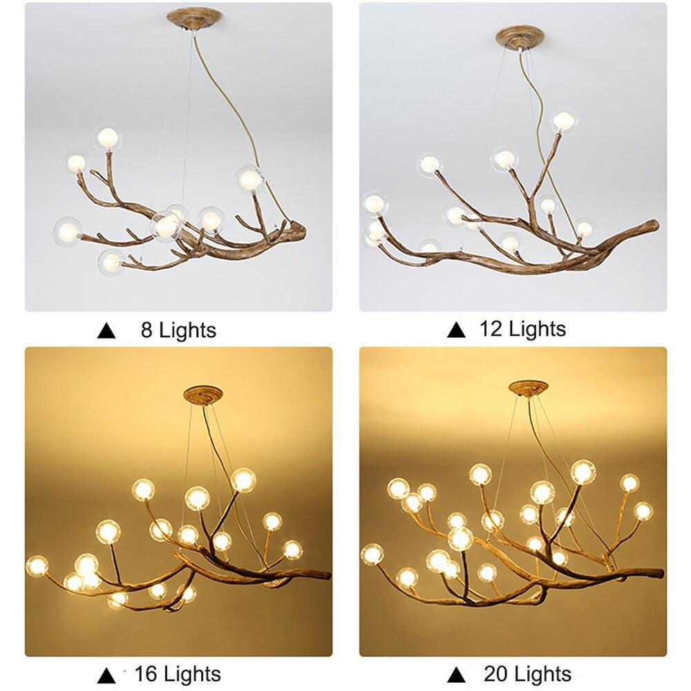 Nordic LED Branch Chandelier Lights Living room Lamps Modern Molecular Yellow Angel