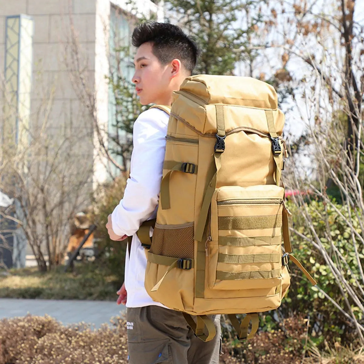 Waterproof Outdoor Camping 70L Military Backpack Yellow Pandora