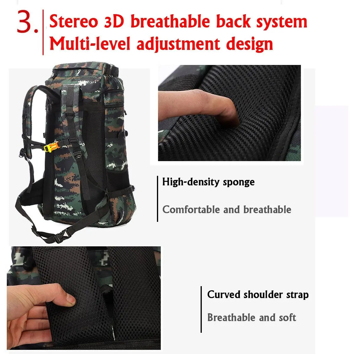 Waterproof Outdoor Camping 70L Military Backpack Yellow Pandora