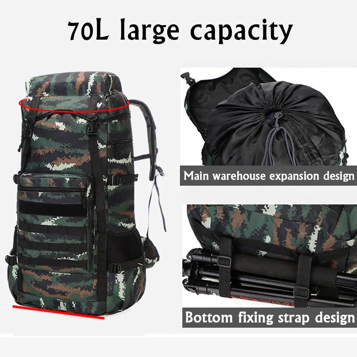 Waterproof Outdoor Camping 70L Military Backpack Yellow Pandora