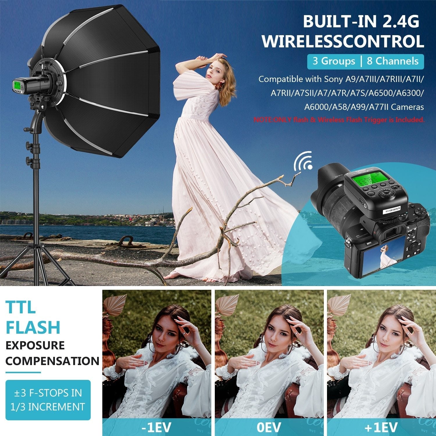 VISION2 200Ws 2.4G TTL Flash Strobe For Sony DSLR Cameras,1/8000 HSS Yellow Angel