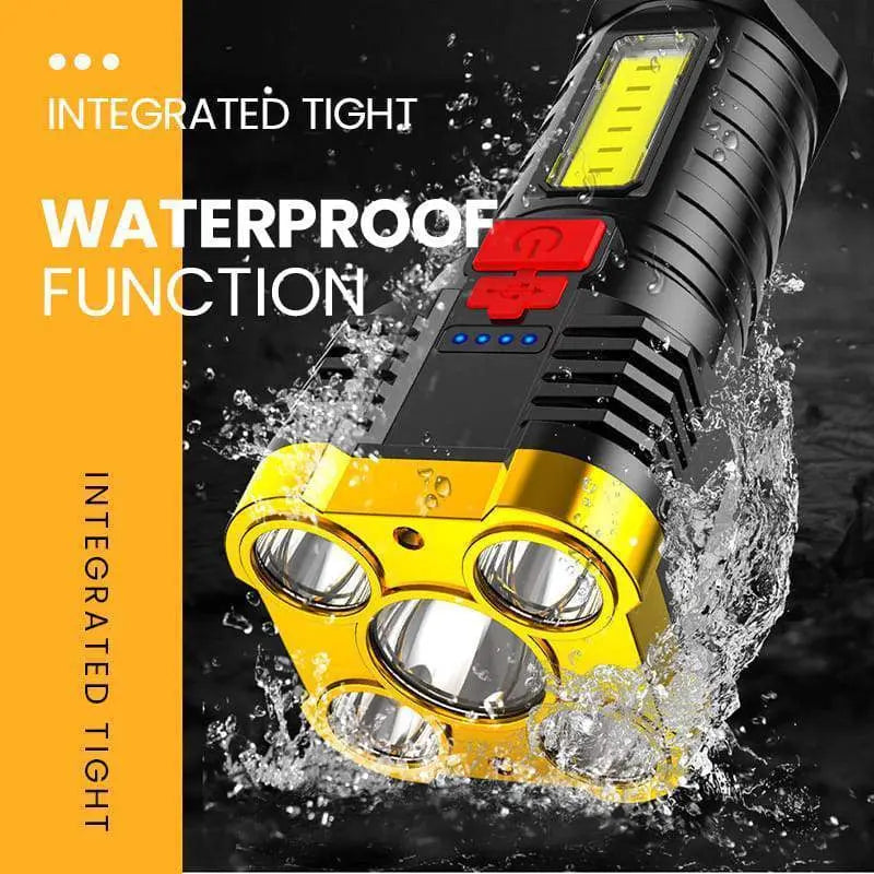 Ultra Bright Waterproof Outdoor LED Flashlight with Side Lamp Yellow Pandora