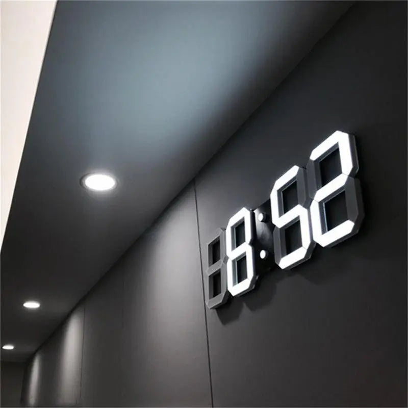 Modern Design 3D LED Wall Clock Modern Digital Alarm Clocks Display Blue Charlie