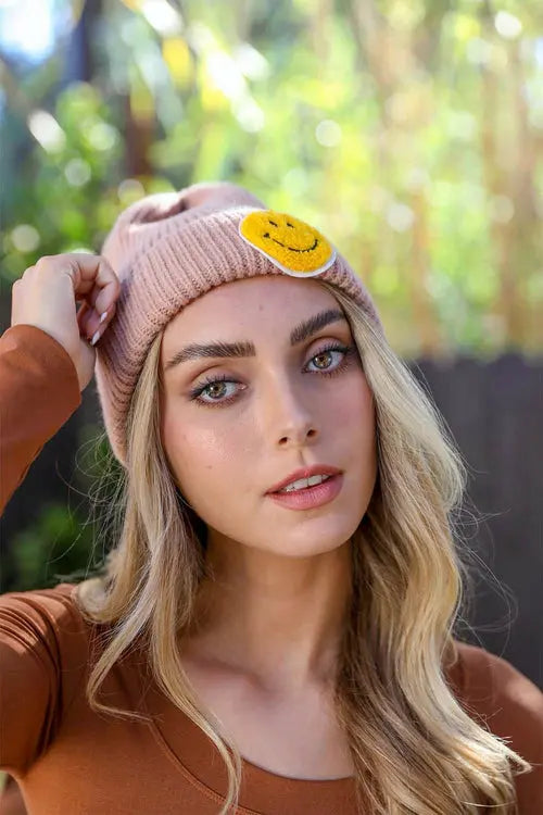 Smiley Face Ribbed Beanie 🙂 Periwinkle Aether