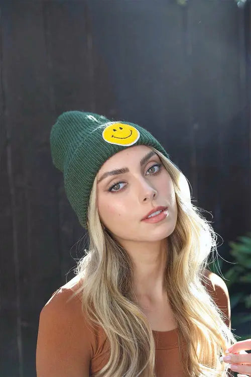 Smiley Face Ribbed Beanie 🙂 Periwinkle Aether