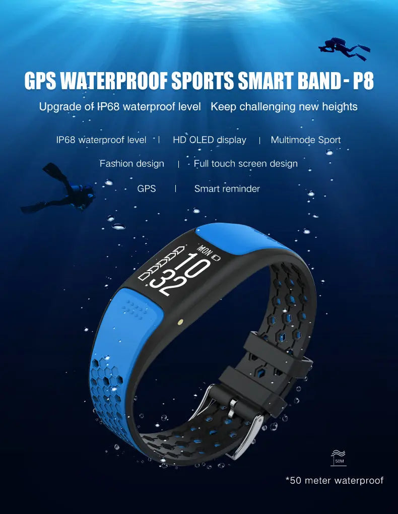 Smart Fit Sporty Fitness Tracker and Waterproof Swimmers Watch Salmon Lucky