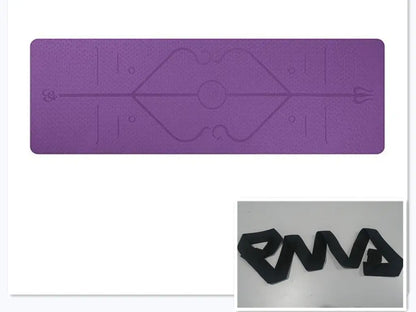 Non Slip TPE Yoga Mat Position Line Beginner Pink Lucy