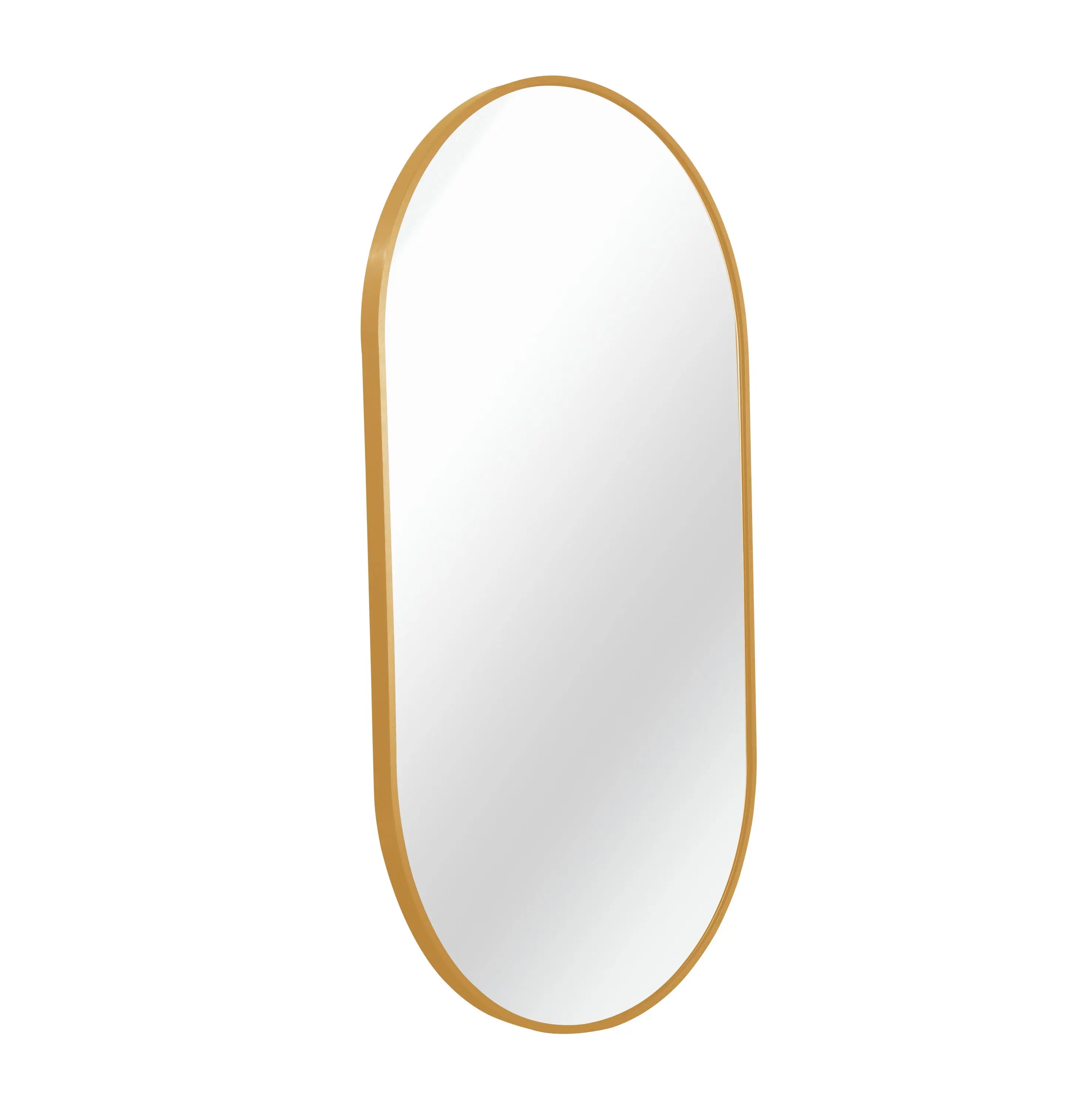 Gold 20 x 33 Inch Metal Oval  Mirror Sangria Beech