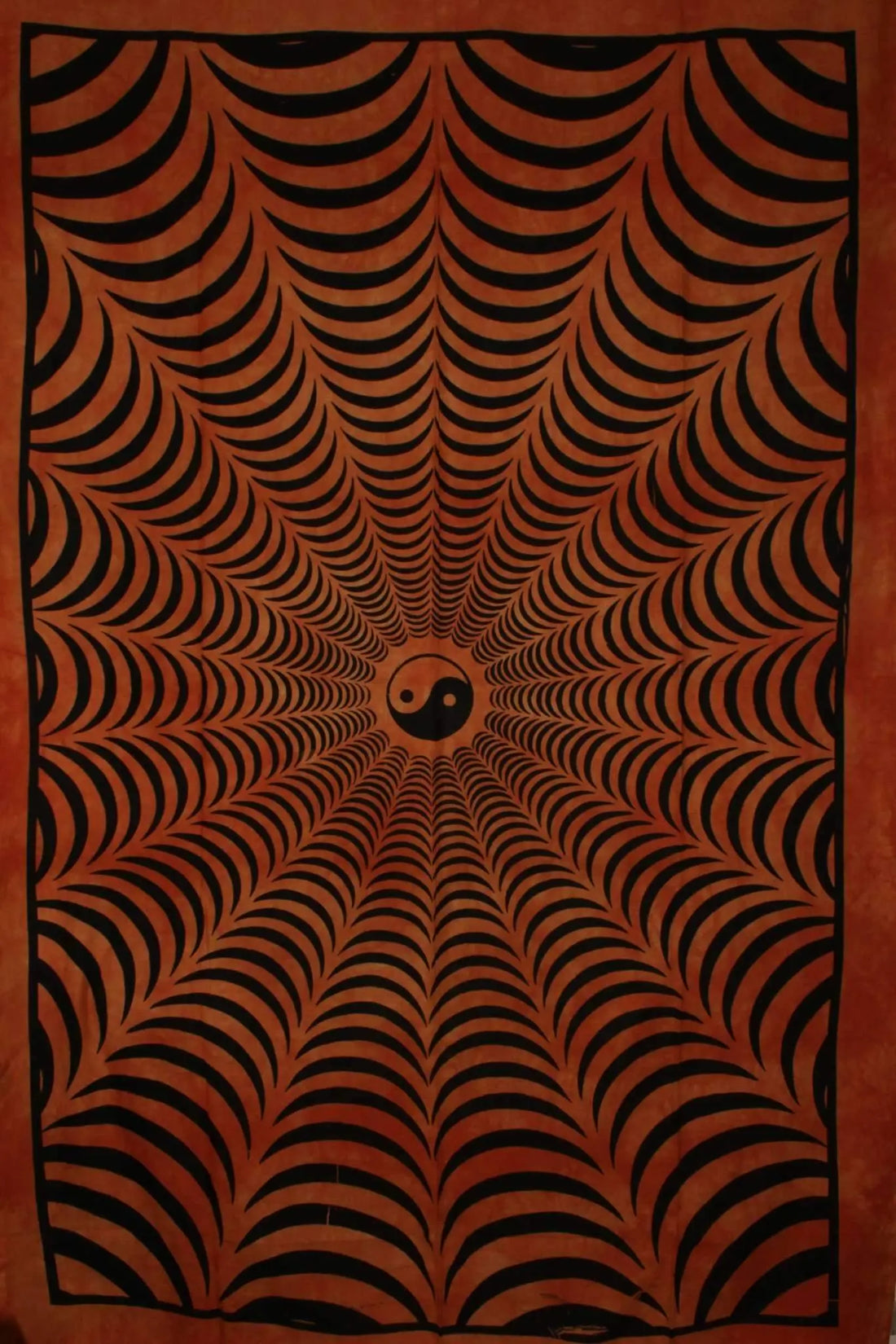 Saffron Trippy Yin Yang 3D Hand-loom Style Tapestry Silver Hestia