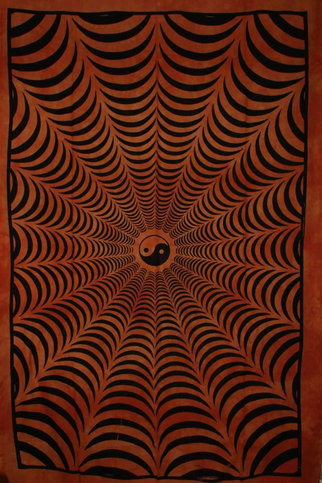 Saffron Trippy Yin Yang 3D Hand-loom Style Tapestry Silver Hestia