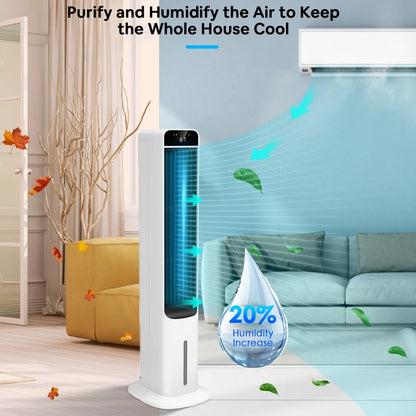 40&quot; Evaporative Air Cooler Portable Tower Cooling Fan  Oscillating Swamp Cooler, White