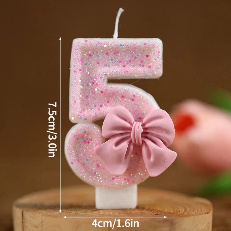3D Number Cake Decorating Candle Pink Glitter Birthday Candles Digital Candle Cake Topper Birthday Party Anniversary Cake Decor
