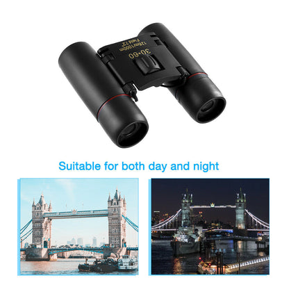 Binoculars 30x60 Zoom Travel Compact Folding Telescope Hunting Day Night Outdoor Small Pocket Binoculars Compact Adults, Mini Kids Binoculars Boys For Bird Watching, Concert Theater Opera Pink Lucy