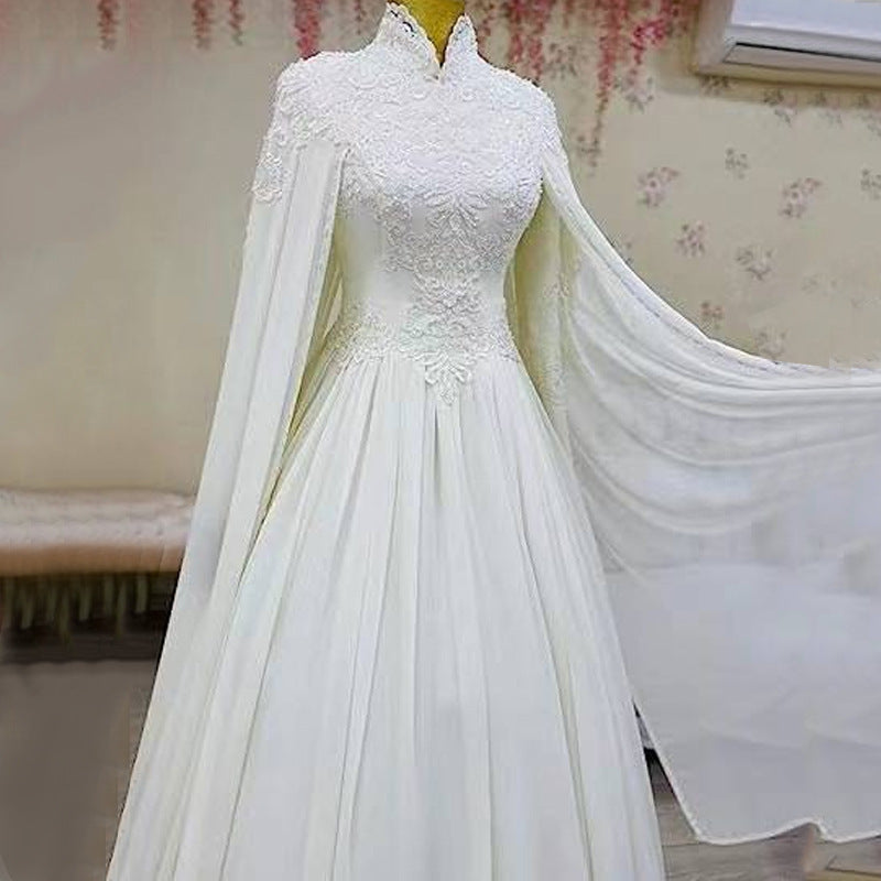 Lace Slim Long Sleeve Fishtail Wedding Dress Crimson Medea